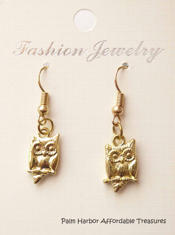 Gold Owl Earrings (E620)