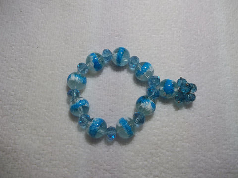 Blue Glass Beads Crystals Stretchy Bracelet (B423)