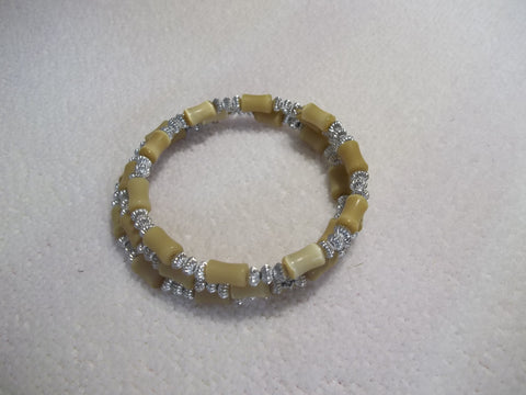 Memory Wire Silver Brownish Yellow Bracelet (B433)