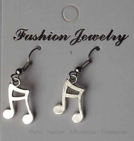 Silver Musical Note Earrings (E653)
