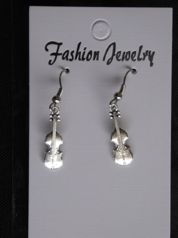 Silver Violin Earrings (E711)