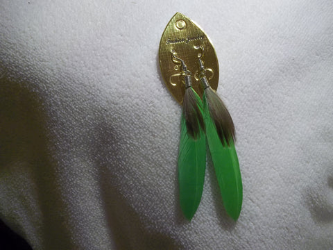 Light Green Feather Earrings (E782)