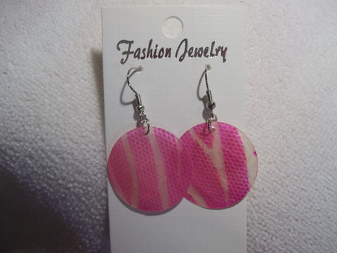 Silver Pink Animal Print Thin Shell Earrings (E843)