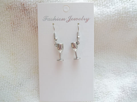 Silver W*ne Glass Earrings (E883)