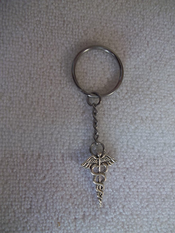 Silver Caduceus Key Chain (K341)