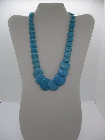 Turquoise Flat Over Lapping Stone Beads Necklace (N1335)