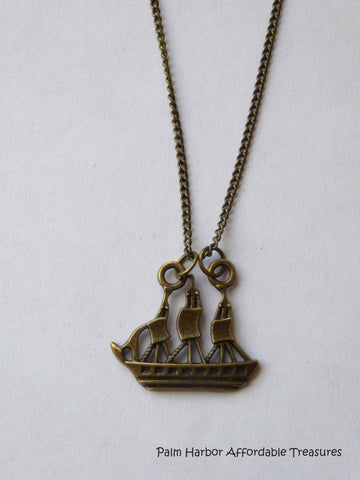 Bronze Tall Ship Necklace (N187)