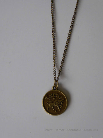 Bronze Taurus Zodiac Necklace (N211)