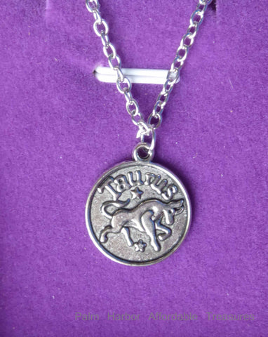 Silver Taurus Zodiac Necklace (N246)