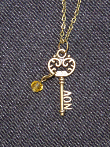 Bronze Key November Birthstone Necklace (N529)