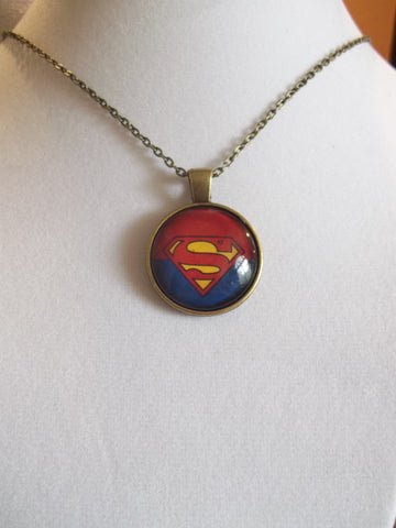 Bronze Bubble Old School Superman Necklace (N629)