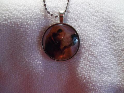 Silver Ball Chain Bubble Hound Dog Necklace (N700)