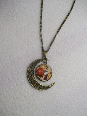 Bronze Moon Bubble Flower Necklace (N733)
