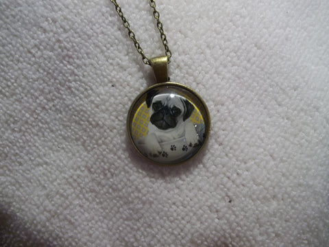 Bronze Bubble Pug Puppy Necklace (N742)