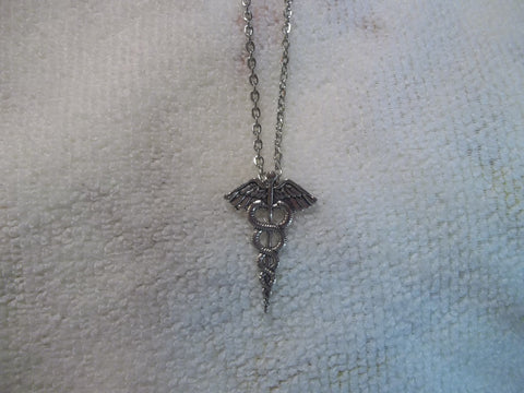 Silver Caduceus Necklace (N914)