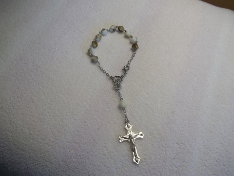 Marble Brown Bi cone Bracelet Rosary (R113)